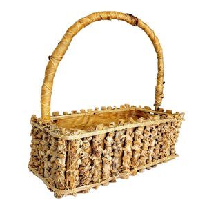 VTG Native Primitive Woven Wood Bark Twig Branch Husk Harvesting Fruit Basket